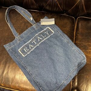Eataly Denim Shopping Tote Universal Shoulder Bag NWT Foodie Approved Travel